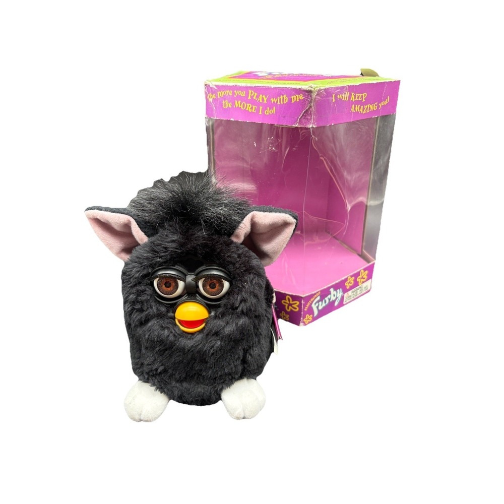 Furby Model 70-8000 Black Pink Ears 1998 Original Tag Box Vintage Untested